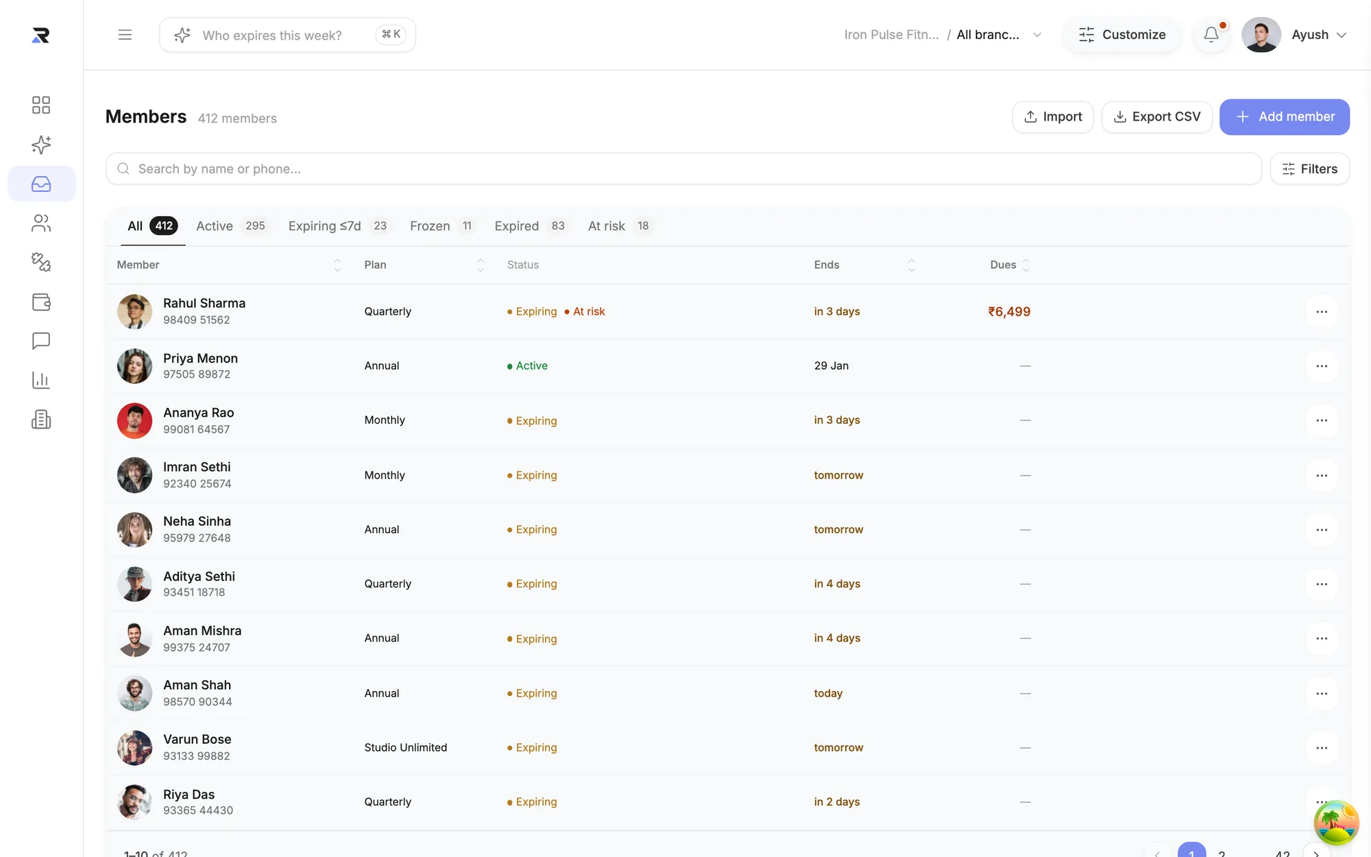 The Members directory in Rysmic