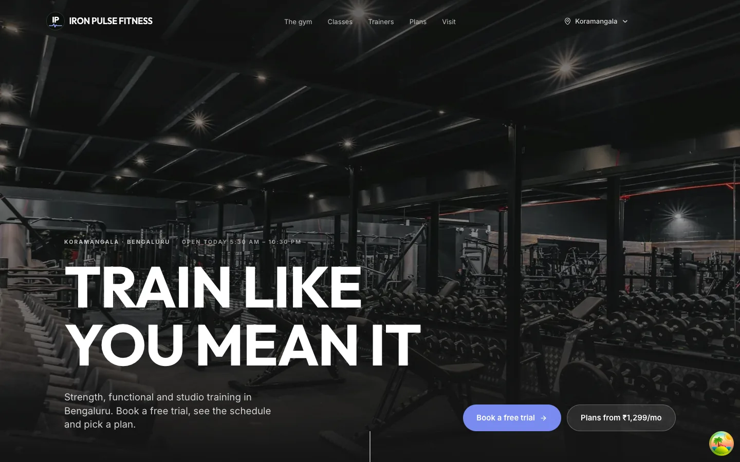 A gym’s public website made with Rysmic: Iron Pulse Fitness